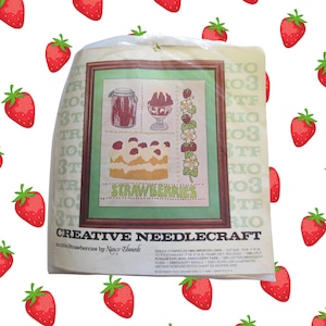 Vintage Strawberry Crewel Kit - 1970s Strawberries Creative Needlecraft Embroidery Project