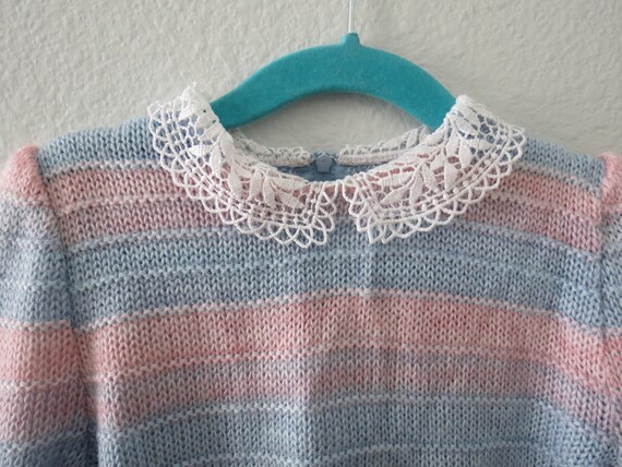 Pastel Knit Sweater Vintage Toddler Pullover Blue… - image 3