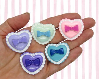 Heart Hair Clip - Pastel Kawaii Hearts & Bows Barrette