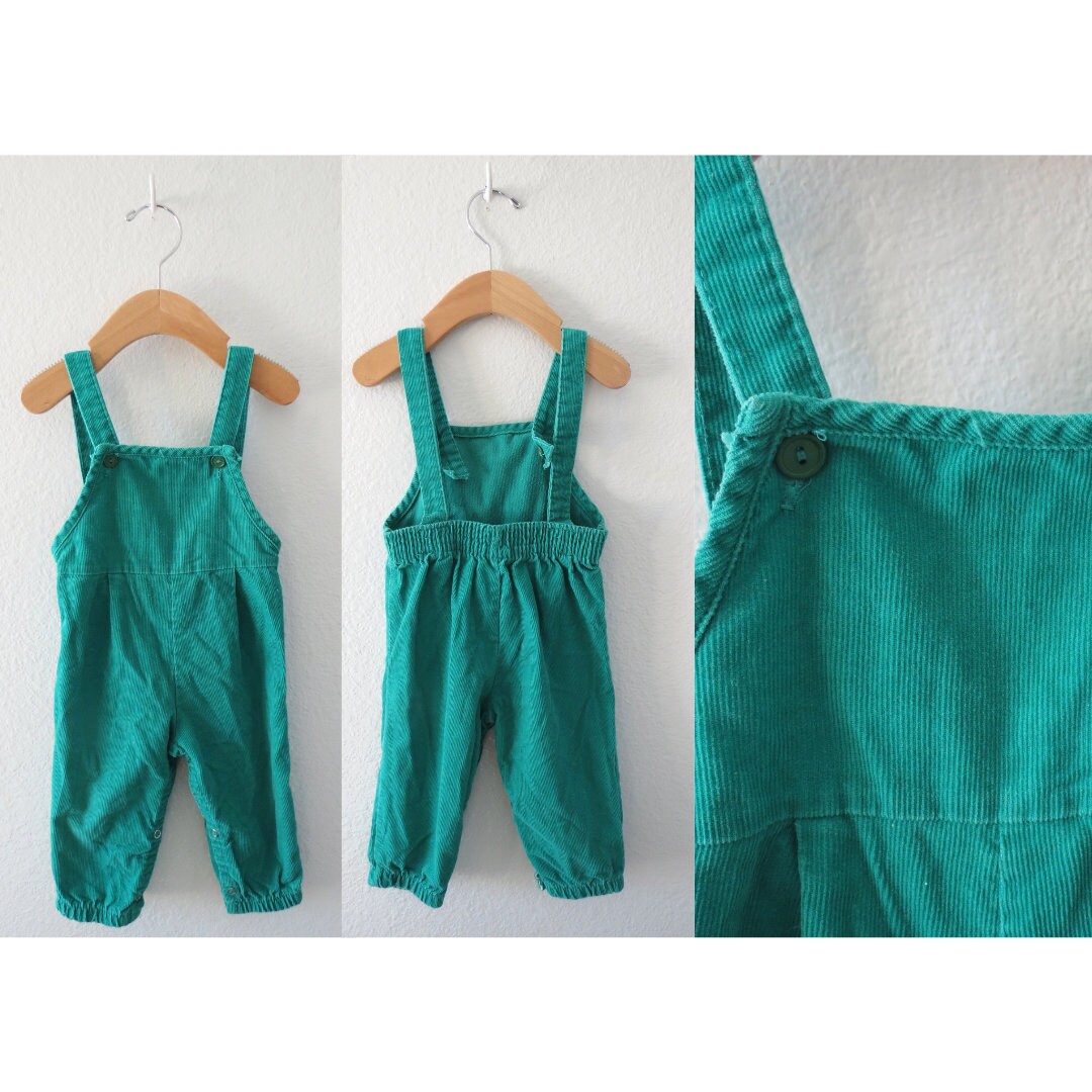 Vintage Baby Overalls Green Corduroy Romper Size 12 Months Etsy