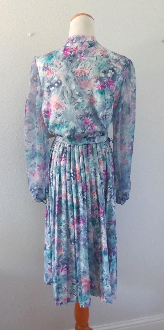 Vintage Pastel Floral Dress 70s 80s Garden Party … - image 8