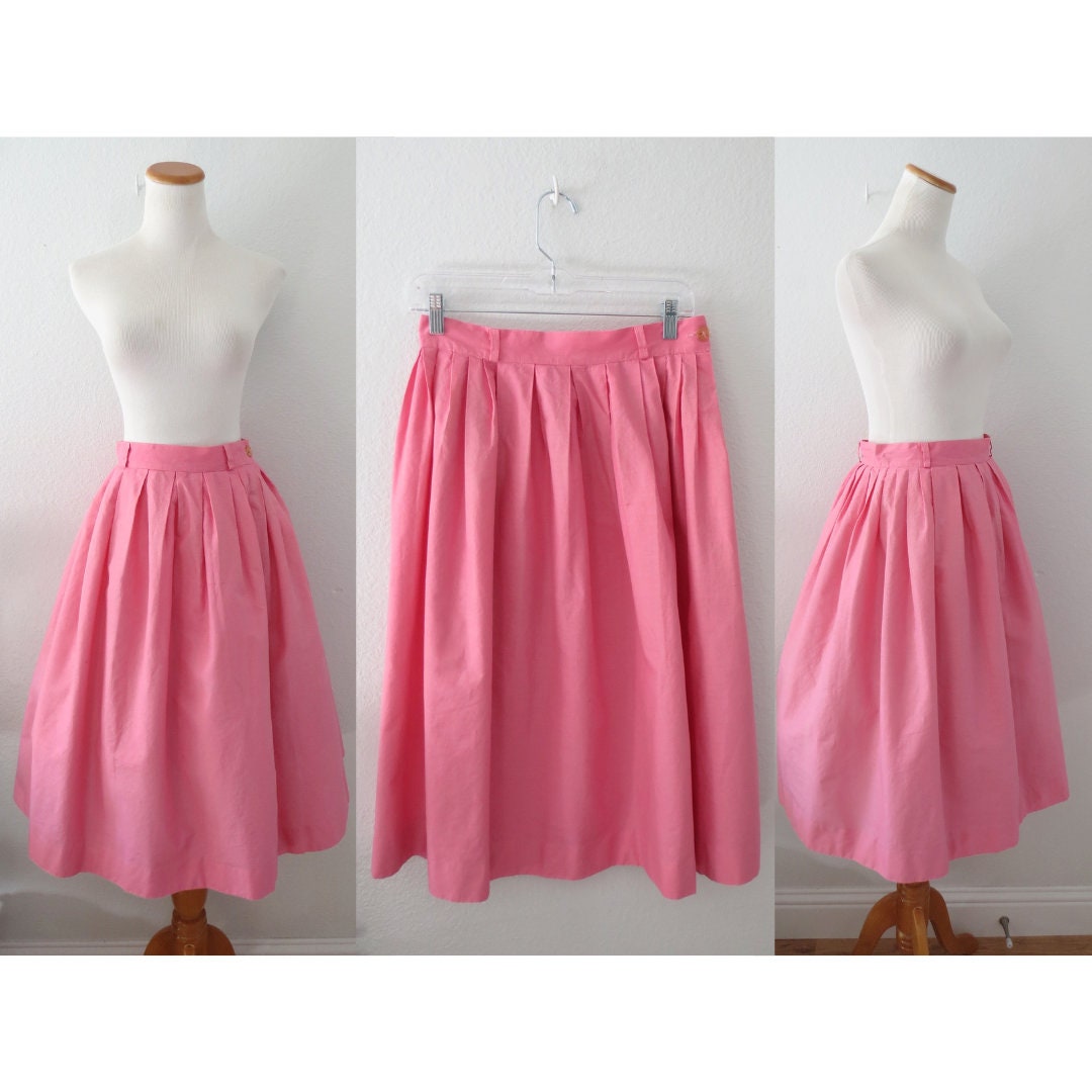50s Cotton Circle Skirt Vintage 1950s Light Pink High Waisted Full