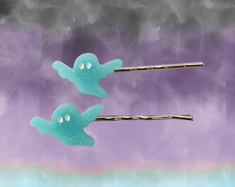 Ghost Hair Clips - Pastel Blue Ghosts Barrettes