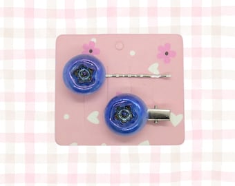 Blueberry Hair Clips - Summer Berry Barrettes