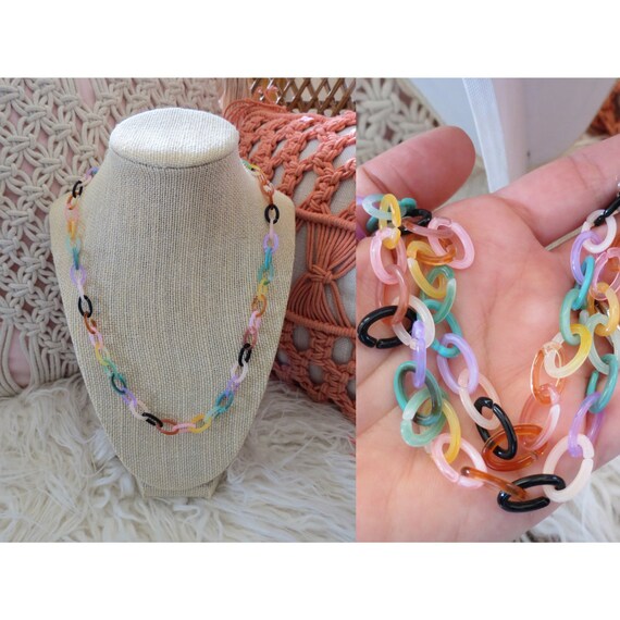 Rainbow Choker Necklace Plastic Chain 