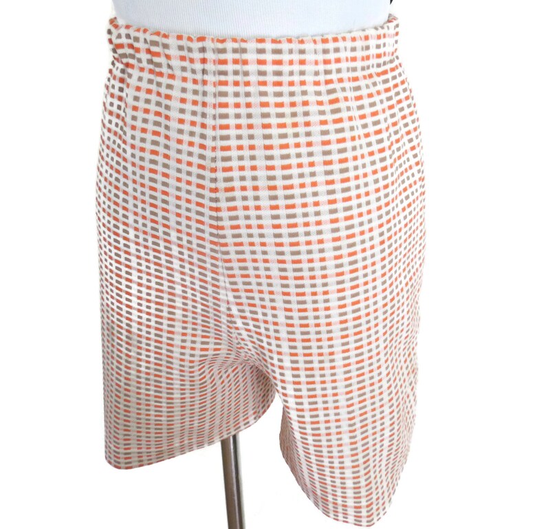 Vintage 60/'s Shorts Mod Shorts 1960/'s High Waisted Shorts Size Medium Orange Stretchy Shorts 1970/'s Bermuda Shorts