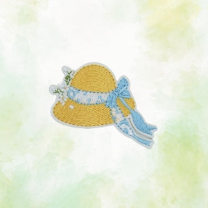 Straw Hat Patch - Embroidered Iron on Cottagecore Country Patches