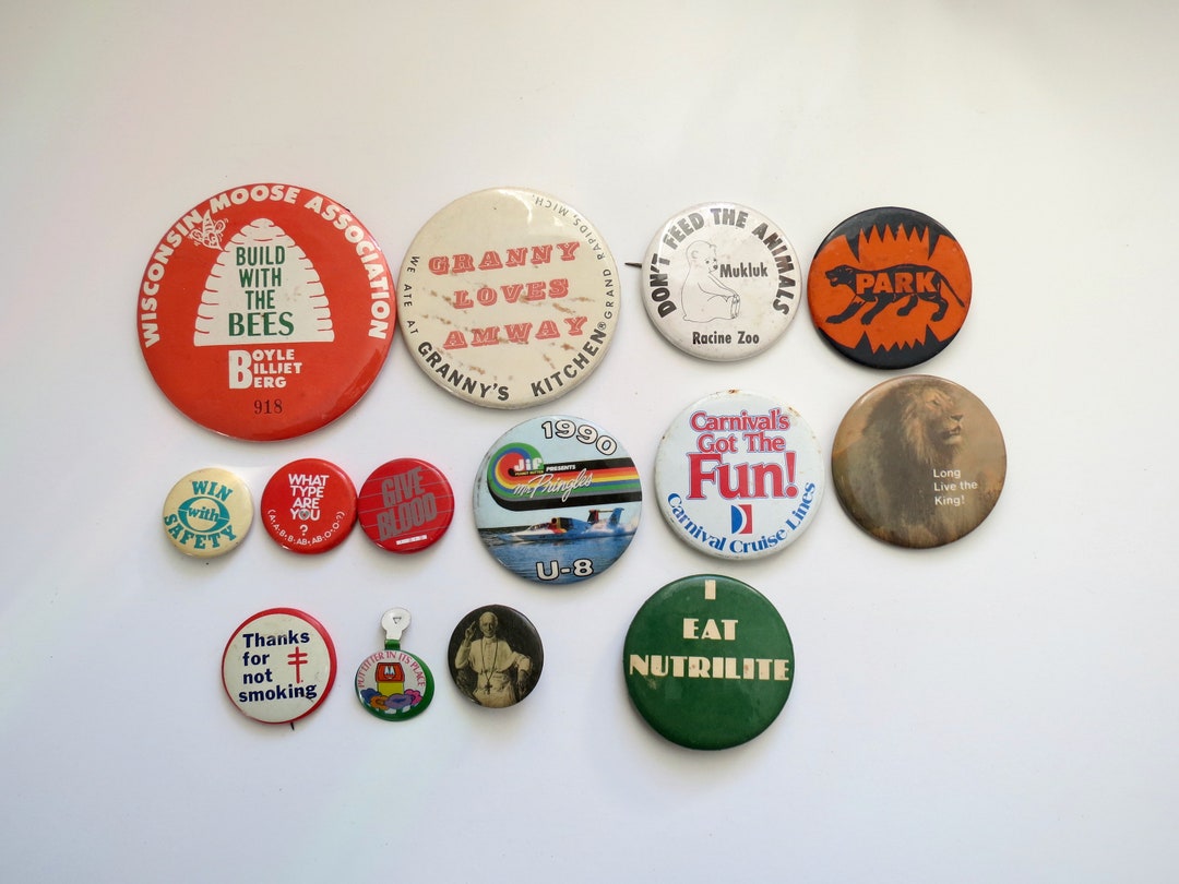 Vintage Pinback Buttons Novelty Pins You Choose Genuine Vintage Pins ...