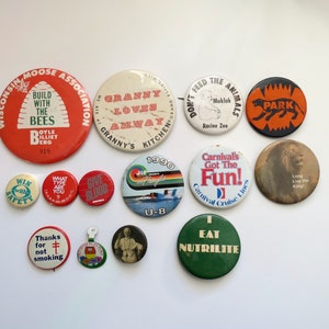 Vintage Pinback Buttons - Novelty Pins - You Choose - Genuine Vintage Pins 60s 70s 80s 90s
