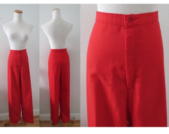 Vintage Levis Pants Red Trousers High Waisted Flares Red Pant - Size Large