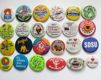 Vintage Pinback Buttons -  Misc. Novelty Pins - You Choose - Genuine Vintage Pin Button