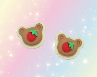 Kawaii Hair Clip - Strawberry Bear Cookie Cake Barrette - Cute Resin Accessory