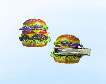 Hamburger Hair Clips - Burger Barrettes