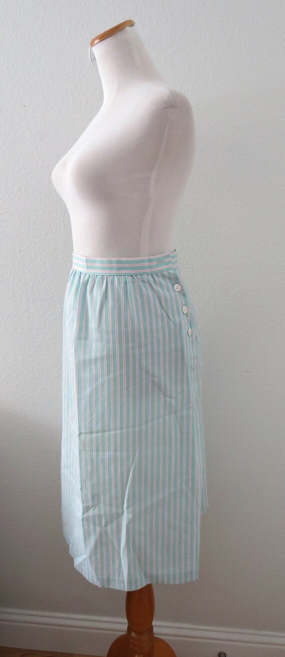 Vintage Pastel Midi Skirt - High Waisted Striped … - image 5