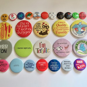 Vintage Pinback Buttons -  Misc. Novelty Pins - You Choose - Genuine Vintage Pin Button