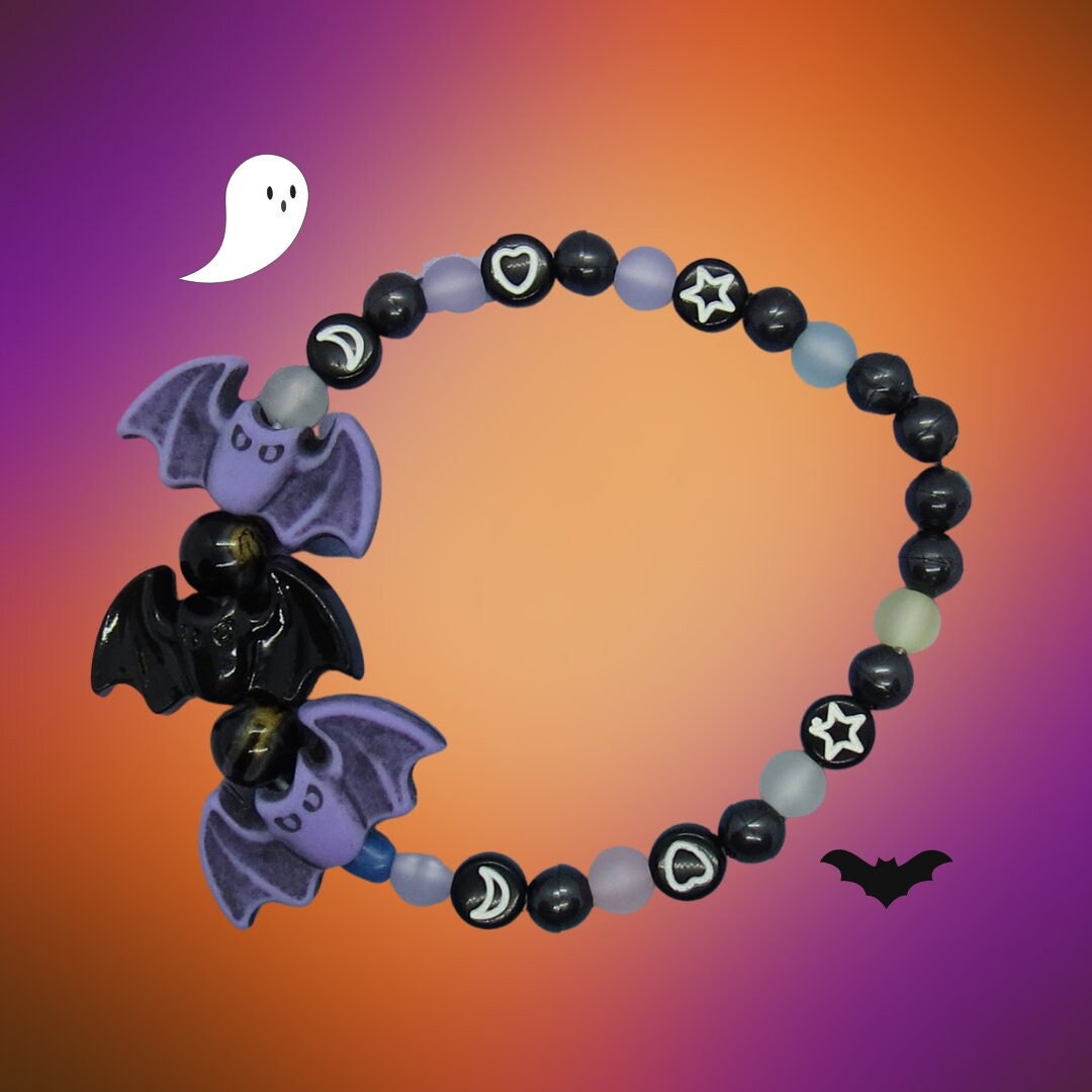 Bat Bracelet Cute Spooky Halloween Pastel Goth Bead Jewelry Etsy