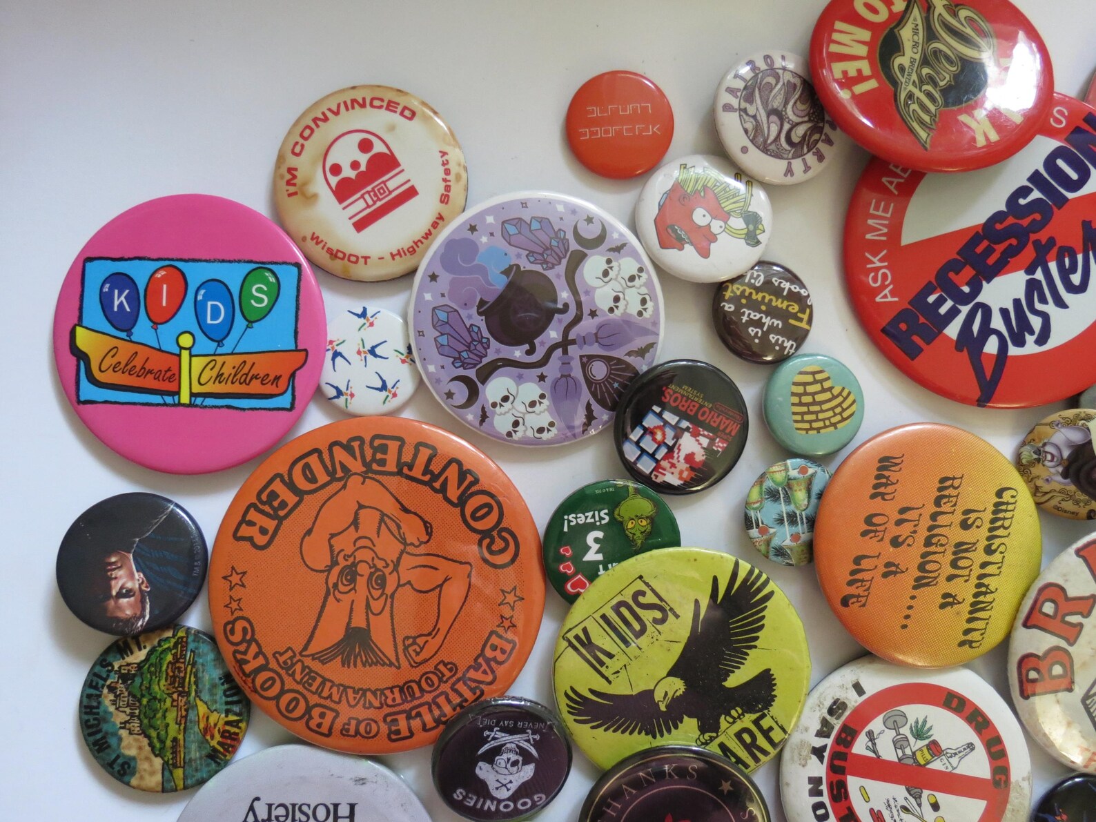 Vintage Pinback Button Lot Huge Bulk Pin Bundle Advertising Political ...