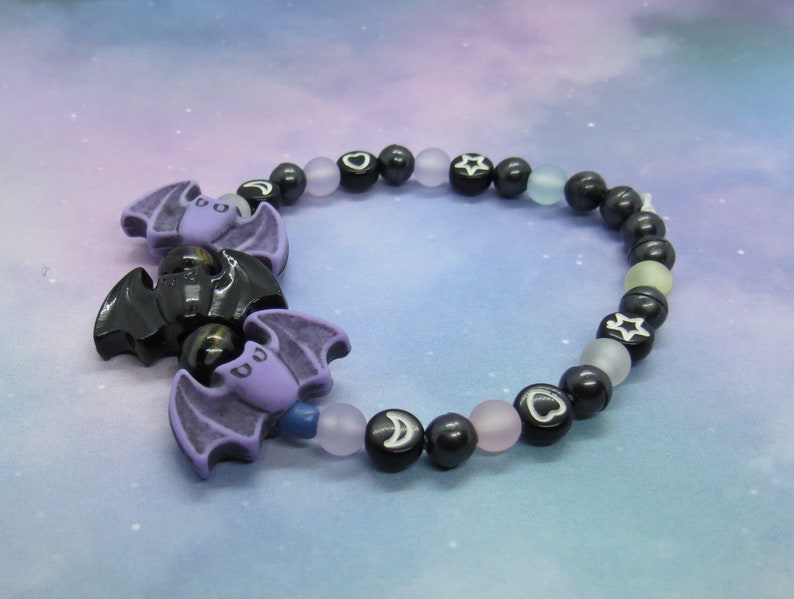 Bat Bracelet Cute Spooky Halloween Pastel Goth Bead Jewelry Etsy
