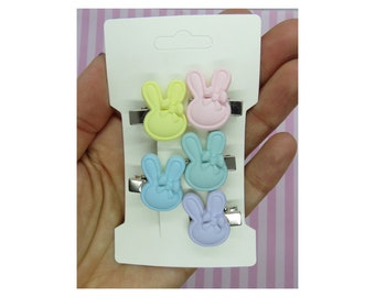 Bunny Hair Clips Pastel Rainbow Kawaii Barrettes