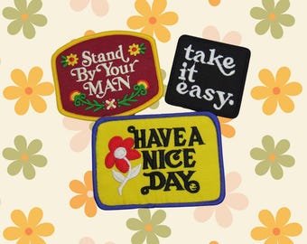 Vintage 70s Patches - Retro Embroidered Iron On Patch for DIY Crafts