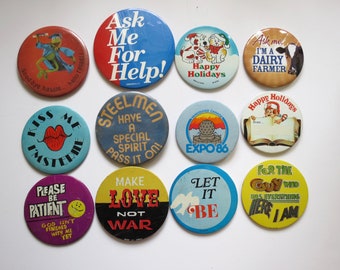 Vintage Pinback Buttons -  Misc. Novelty Pins - You Choose - Genuine Vintage Pin Button