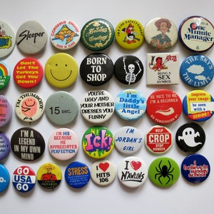 Vintage Pinback Buttons -  Misc. Novelty Pins - You Choose - Genuine Vintage Pin Button