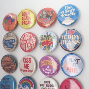 Vintage Style Pinback Buttons - 60s 70s 80s Novelty Pins - You Choose ...