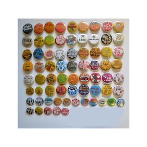 Vintage Style Pinback Buttons -  60s 70s 80s Misc. Novelty Pins - You Choose - Reproduction Retro Pin Button - 1&quot; & 1.25&quot; - Made to Order