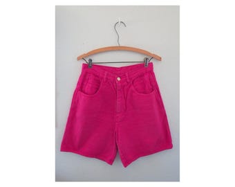 Vintage 90s Shorts - Pink Denim High Waisted Jean Short - Size Small