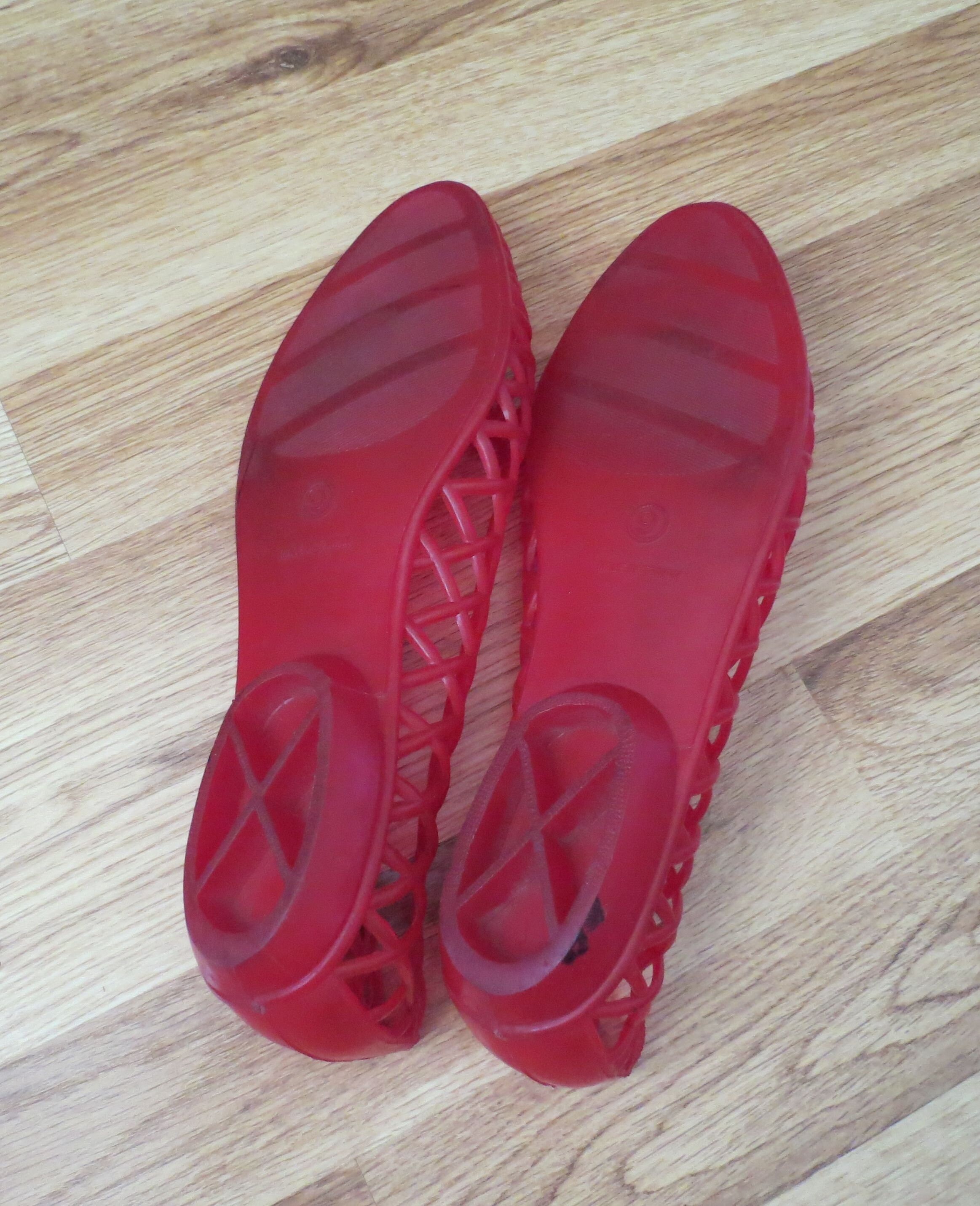 Red Jellies Shoes / Jelly Sandals / 80�s Jellies / Size 9