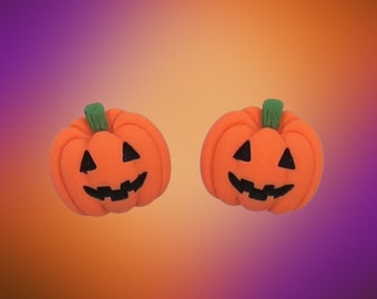 Halloween Pumpkin Hair Clip - Mini Jack o Lantern Spooky Barrettes