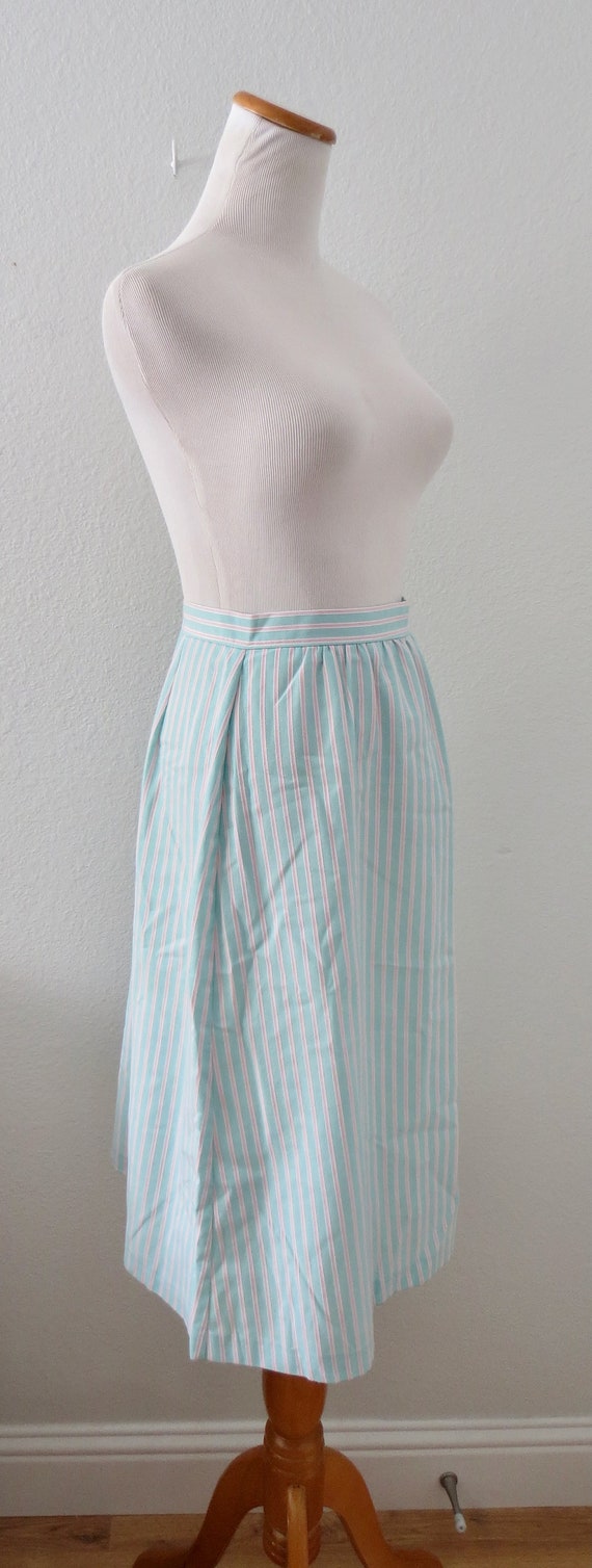 Vintage Pastel Midi Skirt - High Waisted Striped … - image 6