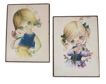 Vintage 60s Wall Art - Big Eye Art Hangings by Fallarda
