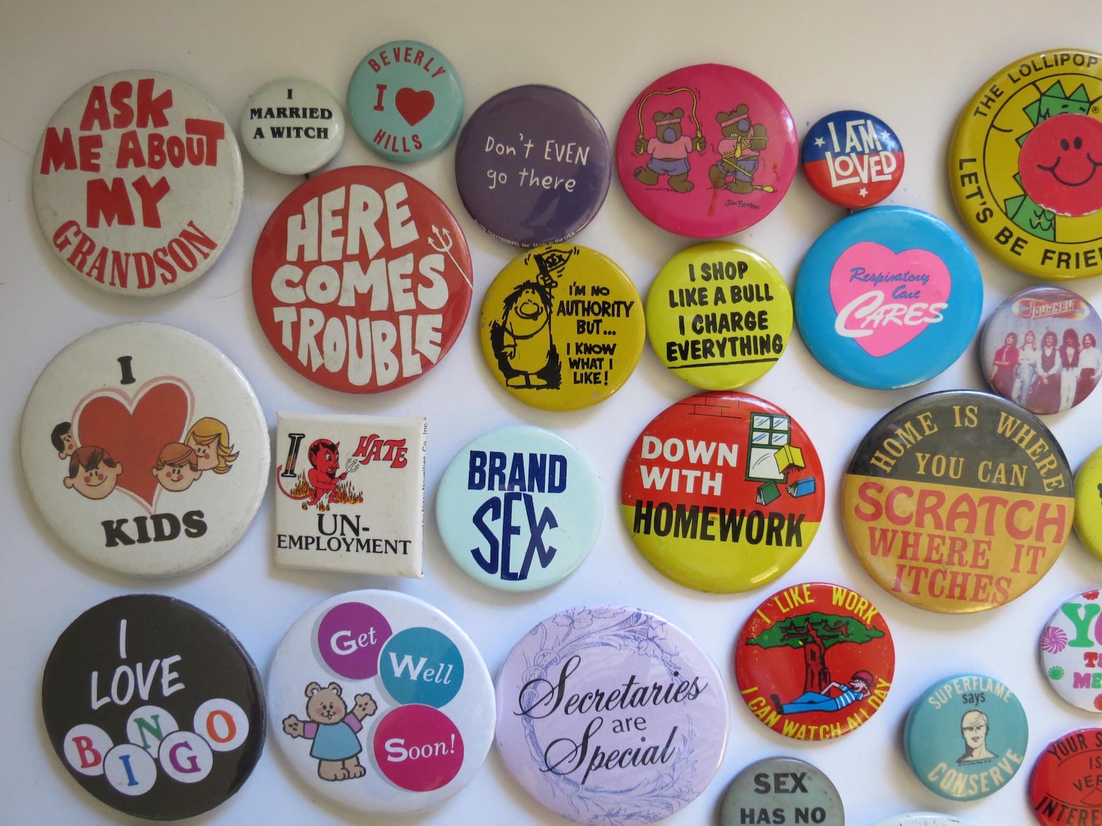 Vintage Pinback Buttons - Misc Novelty Pins - 60s 70s 80s 90s - You ...