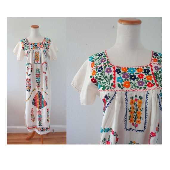 Mexican Embroidered Dress Oaxacan Sundress