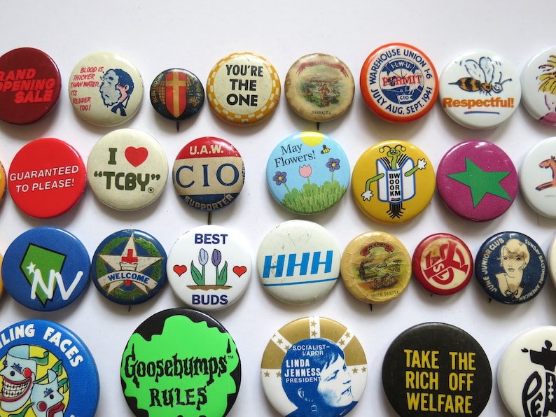 Vintage Pinback Buttons Misc. Novelty Pins You Choose Genuine Vintage Pin Button image 4