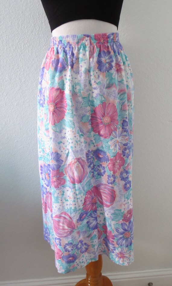 80s Alfred Dunner Skirt Floral SkirtPastel Skirt