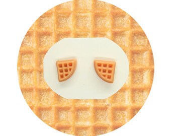 Waffle Earrings - Breakfast Waffles Studs