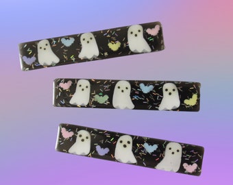 Cute Ghost Hair Clip Pastel Bats Halloween Barrette