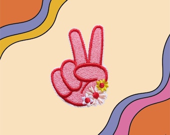 Peace Sign Patch - Retro Style Embroidered Iron On