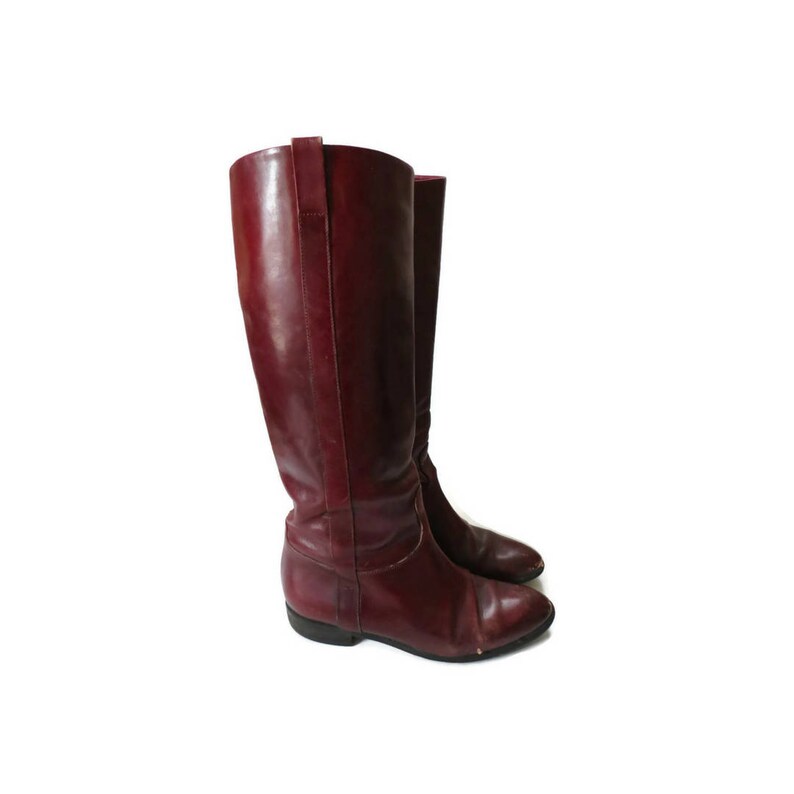 burgundy flat boots