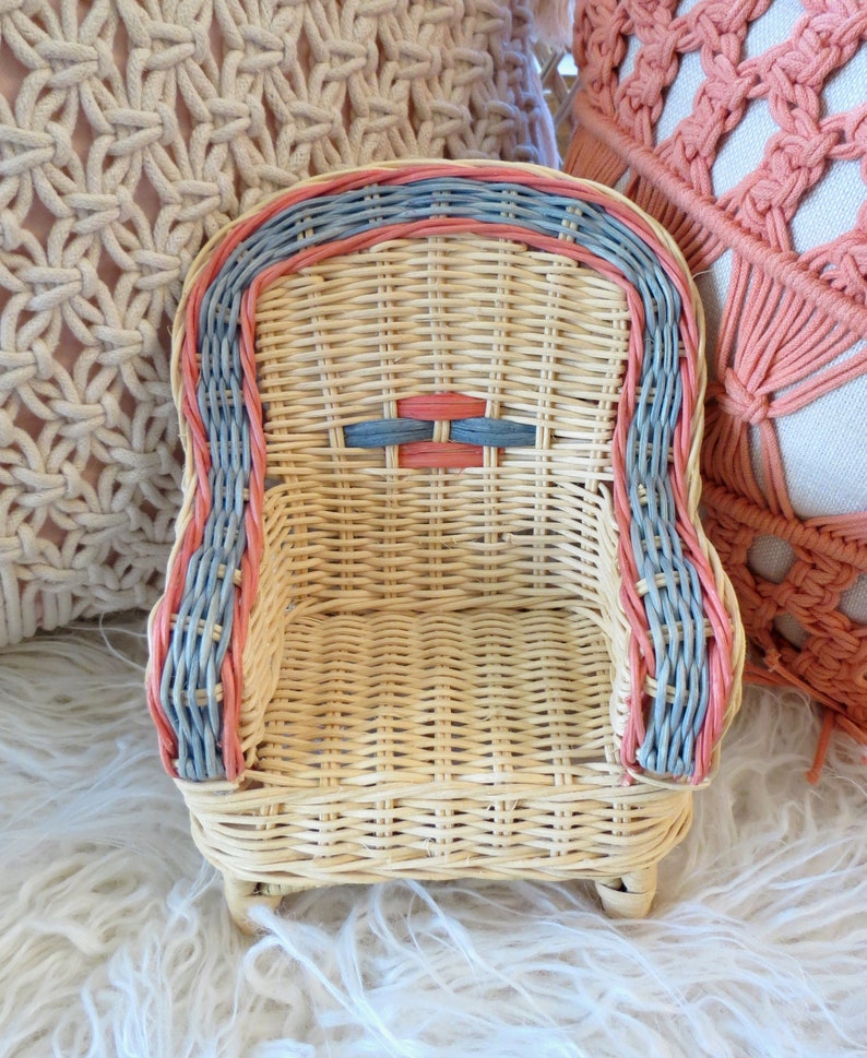 Wicker Chair Plant Stand Mini Rattan Dollhouse Furniture Etsy