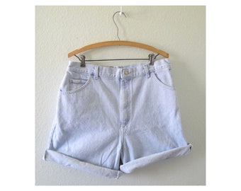 Vintage Lee Denim Shorts - Womens 90s Light Wash Blue Jean Shorts - High Waisted - Size 34" W