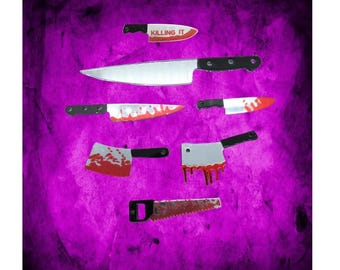 Bloody Knife Hair Clip - Horror Spooky Goth Acrylic Barrette - Halloween Accessories