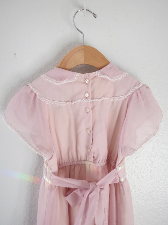 Vintage Gunne Sax Girls Dress - Pastel Pink & Lac… - image 8