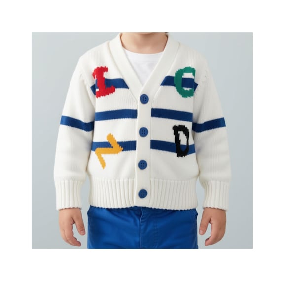 Vintage Boy's Cardigan - Izod Lacoste Rainbow Knit Sweater - Size 2T