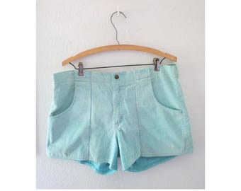 Vintage Corduroy Shorts - 80s OP Ocean Pacific Pastel Blue Short - 36" Waist
