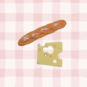 Baguette Bread or Swiss Cheese Hair Clip - Cute Mini Faux Picnic Food Barrette