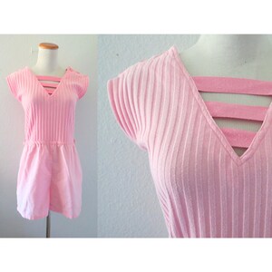 Vintage 80s Romper Pastel Pink Women's Outfit - Size Small