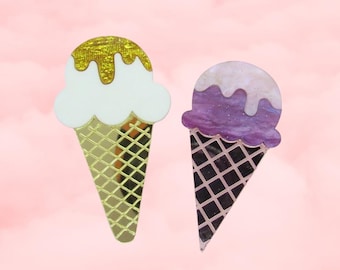 Ice Cream Cone Hair Clip - Acrylic Food Barrette